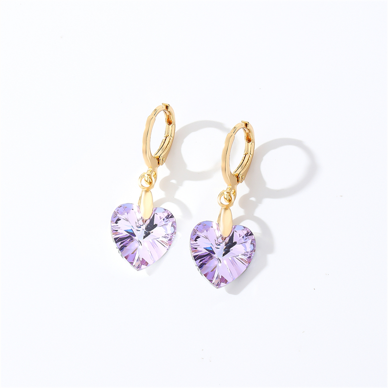 1 Paire Décontractée Vêtement De Rue Géométrique Forme De Cœur Fleur Placage Acier Inoxydable 304 Le Cuivre Zircon Plaqué Or K Boucles D'oreilles display picture 24