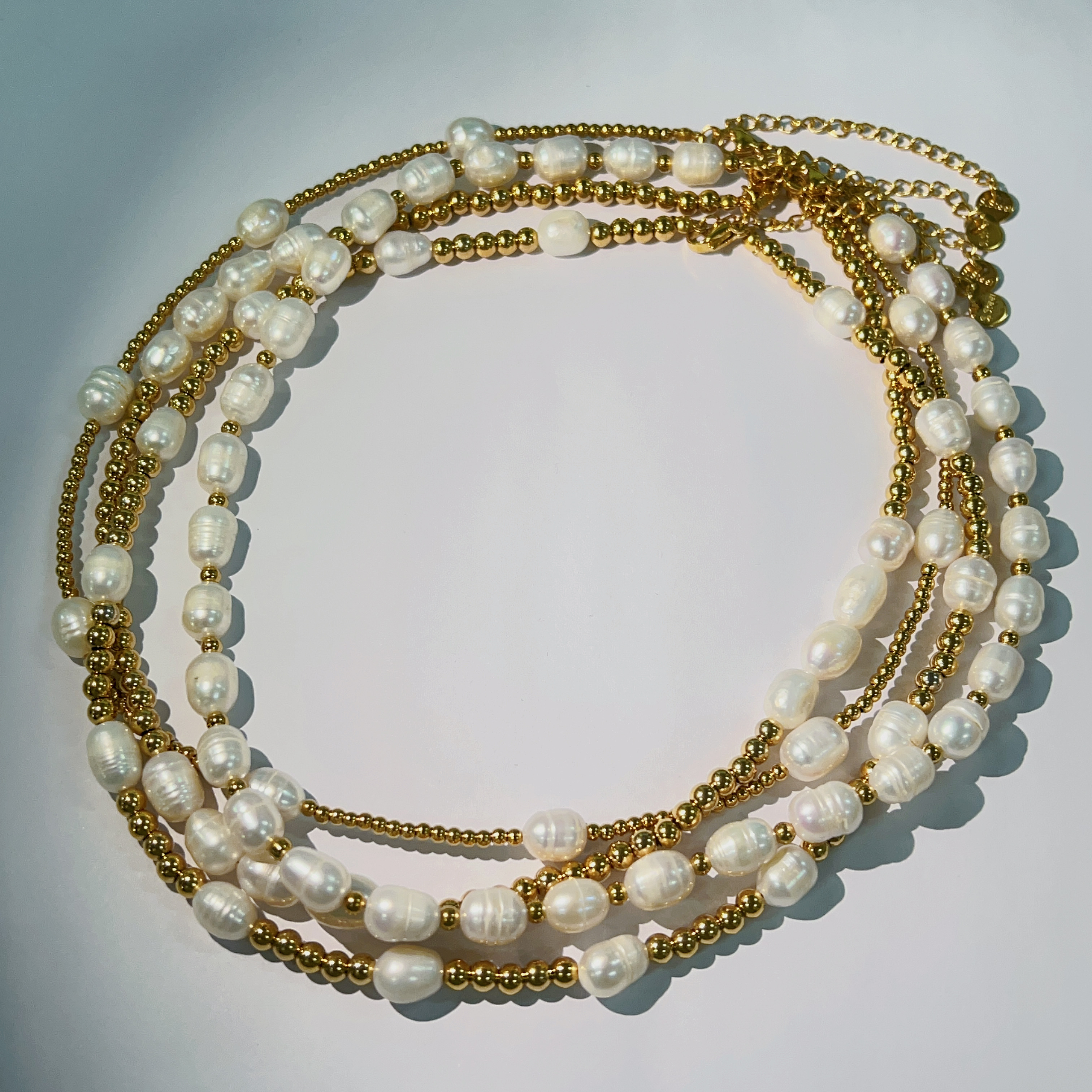 Ig-stil Süss Oval Rostfreier Stahl Süßwasserperle Perlen Handgemacht 18 Karat Vergoldet Halskette display picture 5