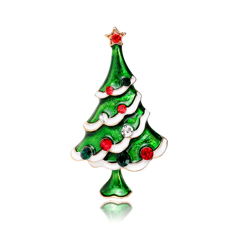 Cute Christmas Tree Alloy Inlay Rhinestones Unisex Brooches display picture 2