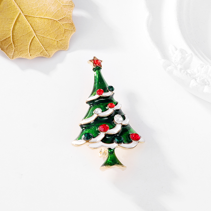 Cute Christmas Tree Alloy Inlay Rhinestones Unisex Brooches display picture 9