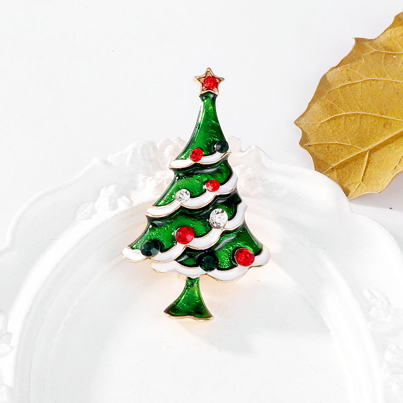 Cute Christmas Tree Alloy Inlay Rhinestones Unisex Brooches display picture 8