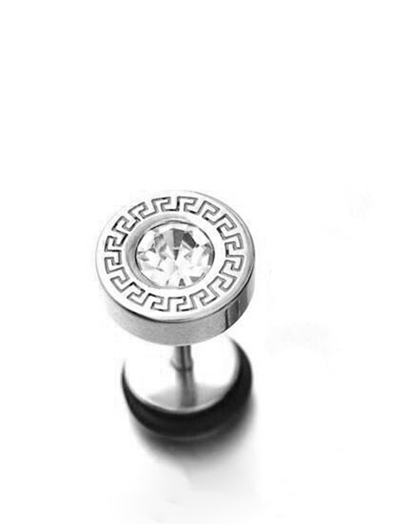 1 Piece Casual Hip-hop Round Solid Color Inlay Stainless Steel Diamond Ear Studs display picture 1