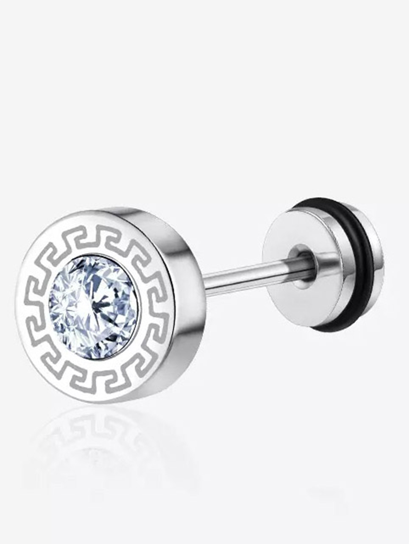 1 Piece Casual Hip-hop Round Solid Color Inlay Stainless Steel Diamond Ear Studs display picture 5