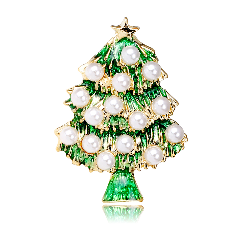 Cute Christmas Tree Alloy Inlay Artificial Pearls Unisex Brooches display picture 2