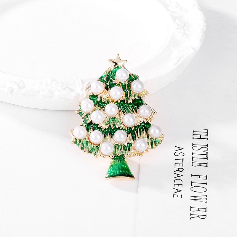 Cute Christmas Tree Alloy Inlay Artificial Pearls Unisex Brooches display picture 7