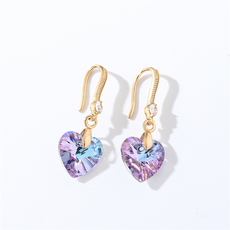 1 Pair Casual Elegant Modern Style Geometric Heart Shape Flower Copper Zircon Gold Plated Drop Earrings display picture 8