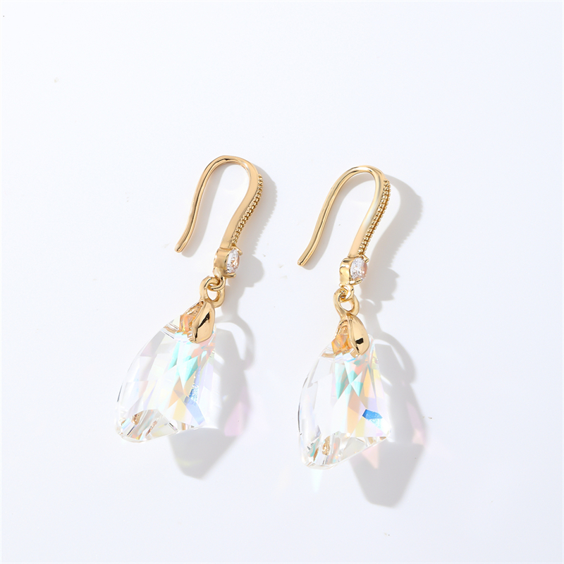 1 Pair Casual Elegant Modern Style Geometric Heart Shape Flower Copper Zircon Gold Plated Drop Earrings display picture 18
