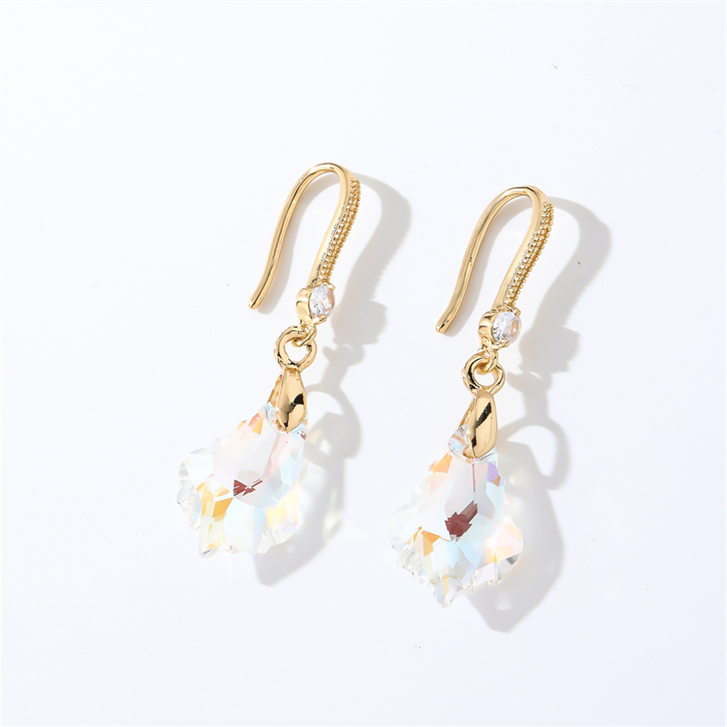1 Pair Casual Elegant Modern Style Geometric Heart Shape Flower Copper Zircon Gold Plated Drop Earrings display picture 23