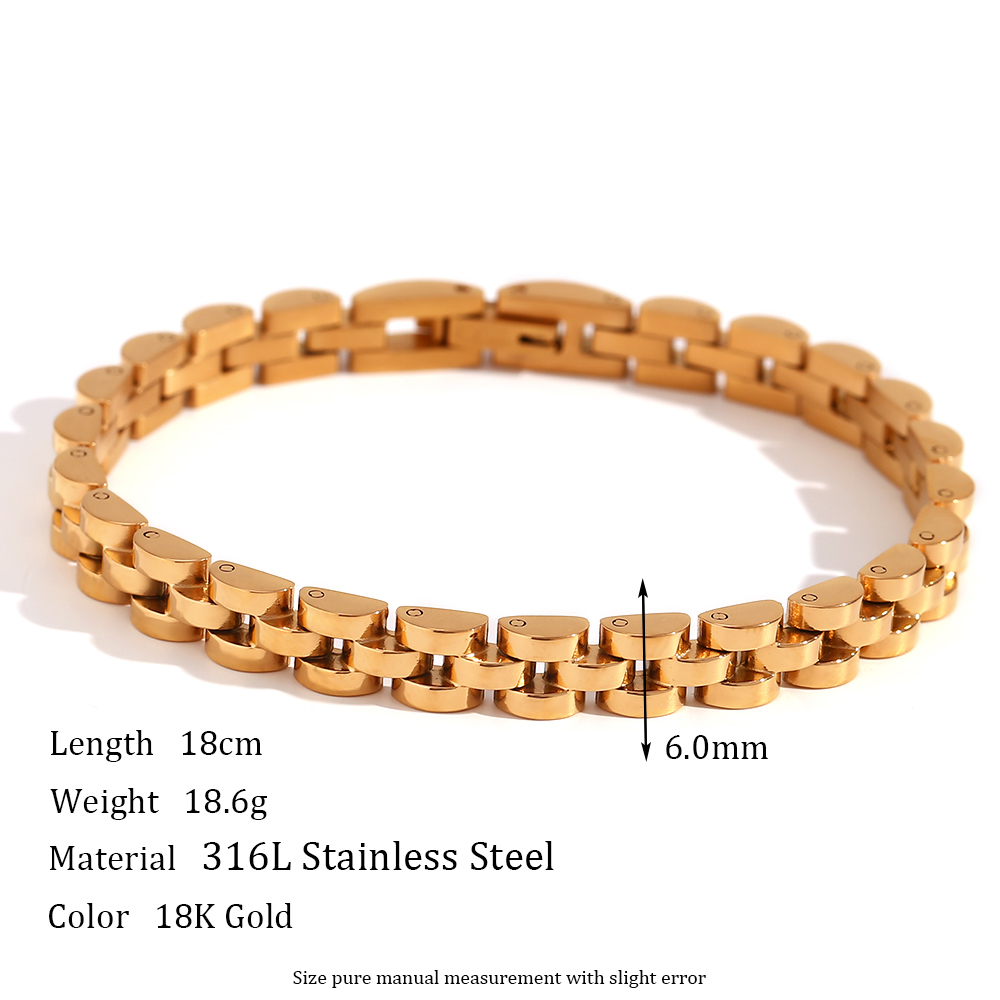 Basic Simple Style Classic Style Solid Color Stainless Steel Plating 18k Gold Plated Bracelets display picture 2