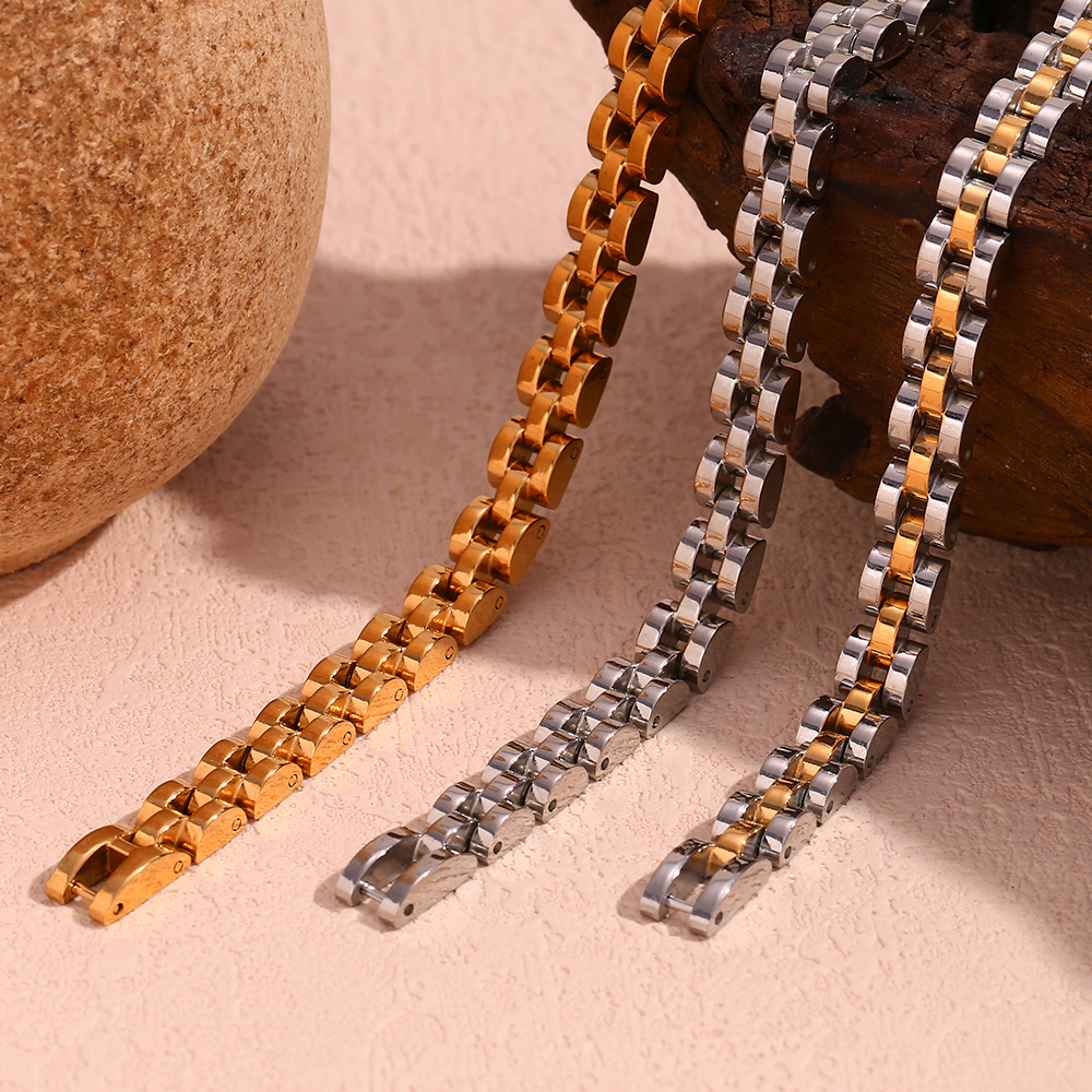 Einfacher Stil Klassischer Stil Geometrisch Rostfreier Stahl Überzug 18 Karat Vergoldet Armbänder Halskette display picture 10