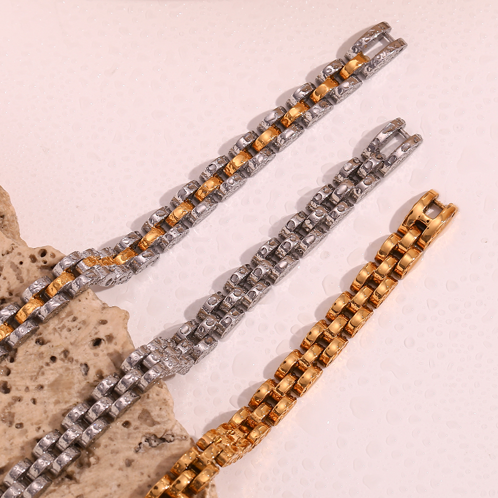 Einfacher Stil Klassischer Stil Geometrisch Rostfreier Stahl Überzug 18 Karat Vergoldet Armbänder Halskette display picture 7
