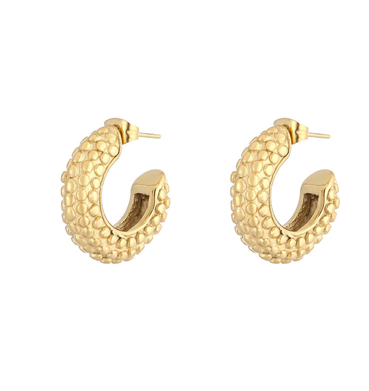 1 Pair Lady Simple Style C Shape Solid Color Plating Titanium Steel Gold Plated Ear Studs display picture 1