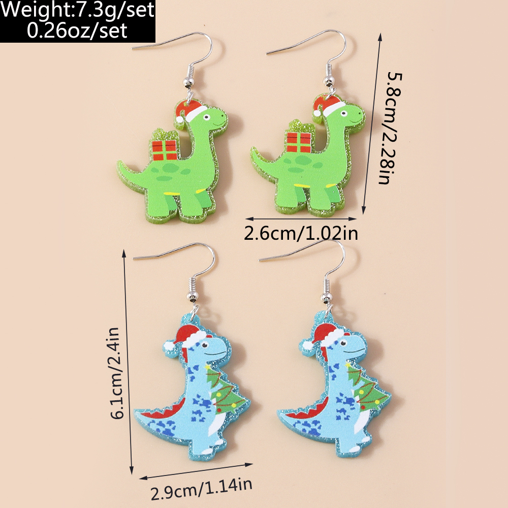 1 Pair Cute Christmas Hat Christmas Tree Dinosaur Zinc Alloy Drop Earrings display picture 14