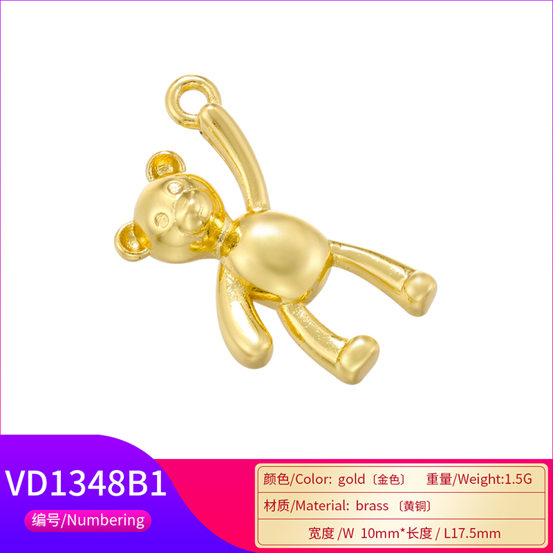 Elegant Cute Hip-hop Little Bear Copper 18k Gold Plated Charms In Bulk display picture 4