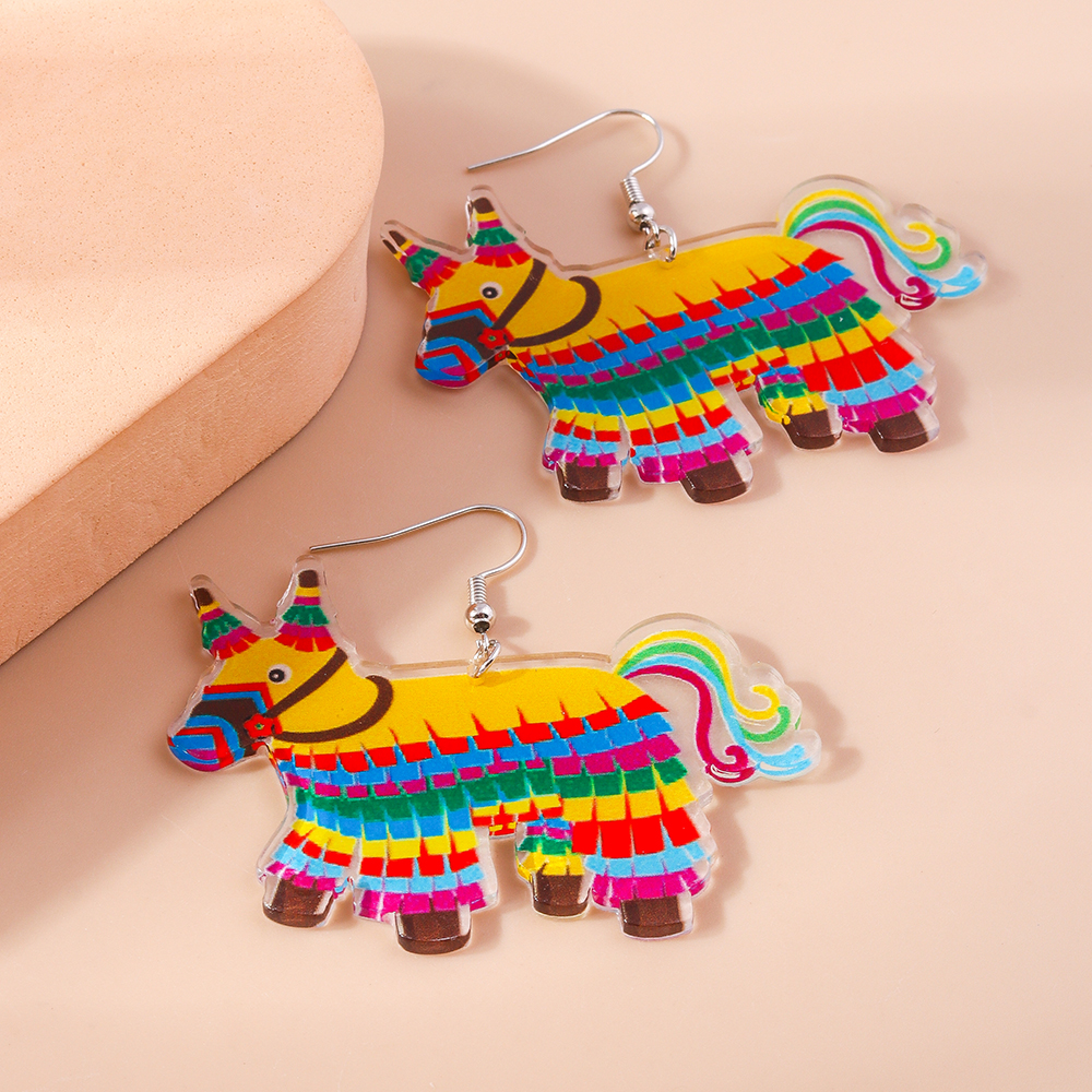 1 Pair Cute Modern Style Colorful Horse Zinc Alloy Drop Earrings display picture 8