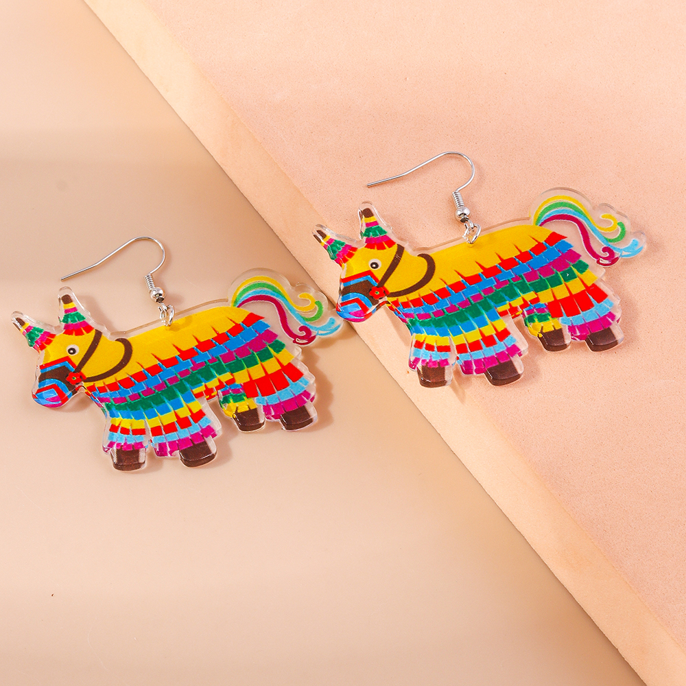 1 Pair Cute Modern Style Colorful Horse Zinc Alloy Drop Earrings display picture 7