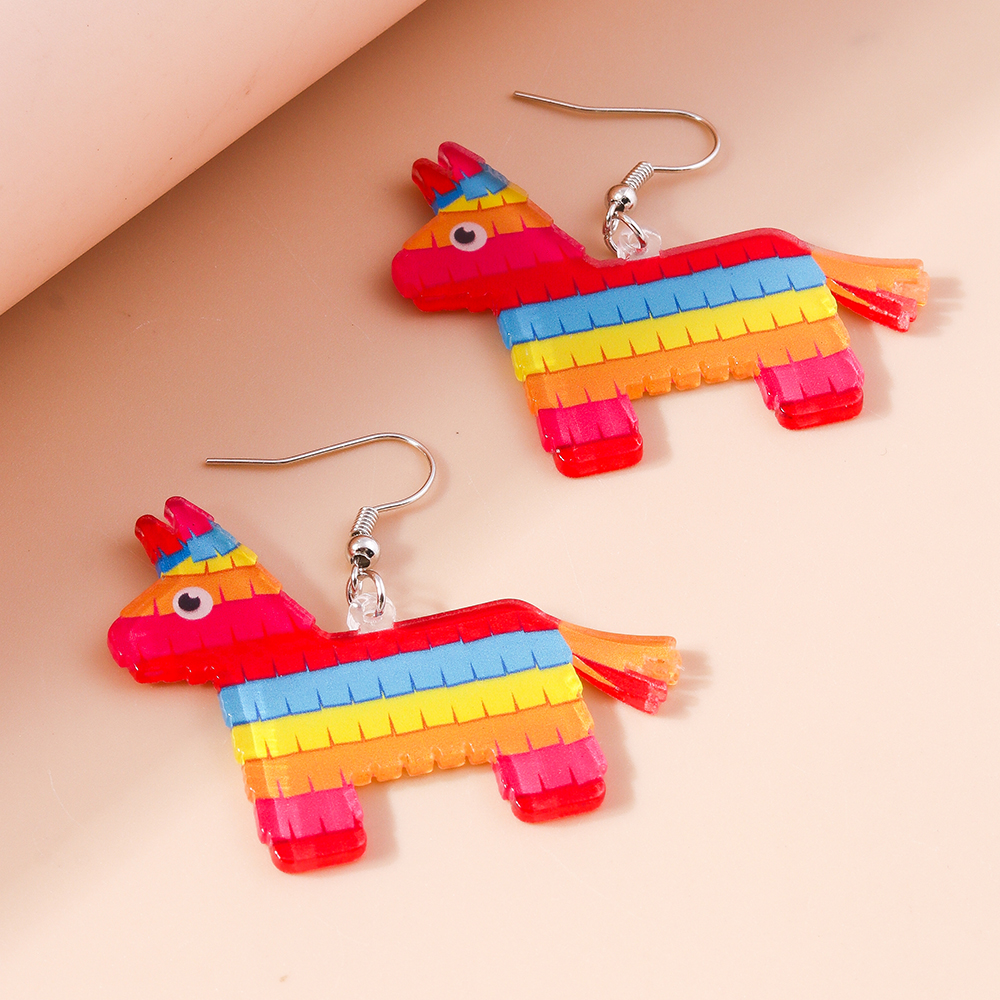 1 Pair Cute Modern Style Colorful Horse Zinc Alloy Drop Earrings display picture 6