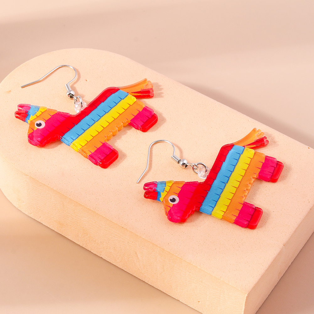 1 Pair Cute Modern Style Colorful Horse Zinc Alloy Drop Earrings display picture 5