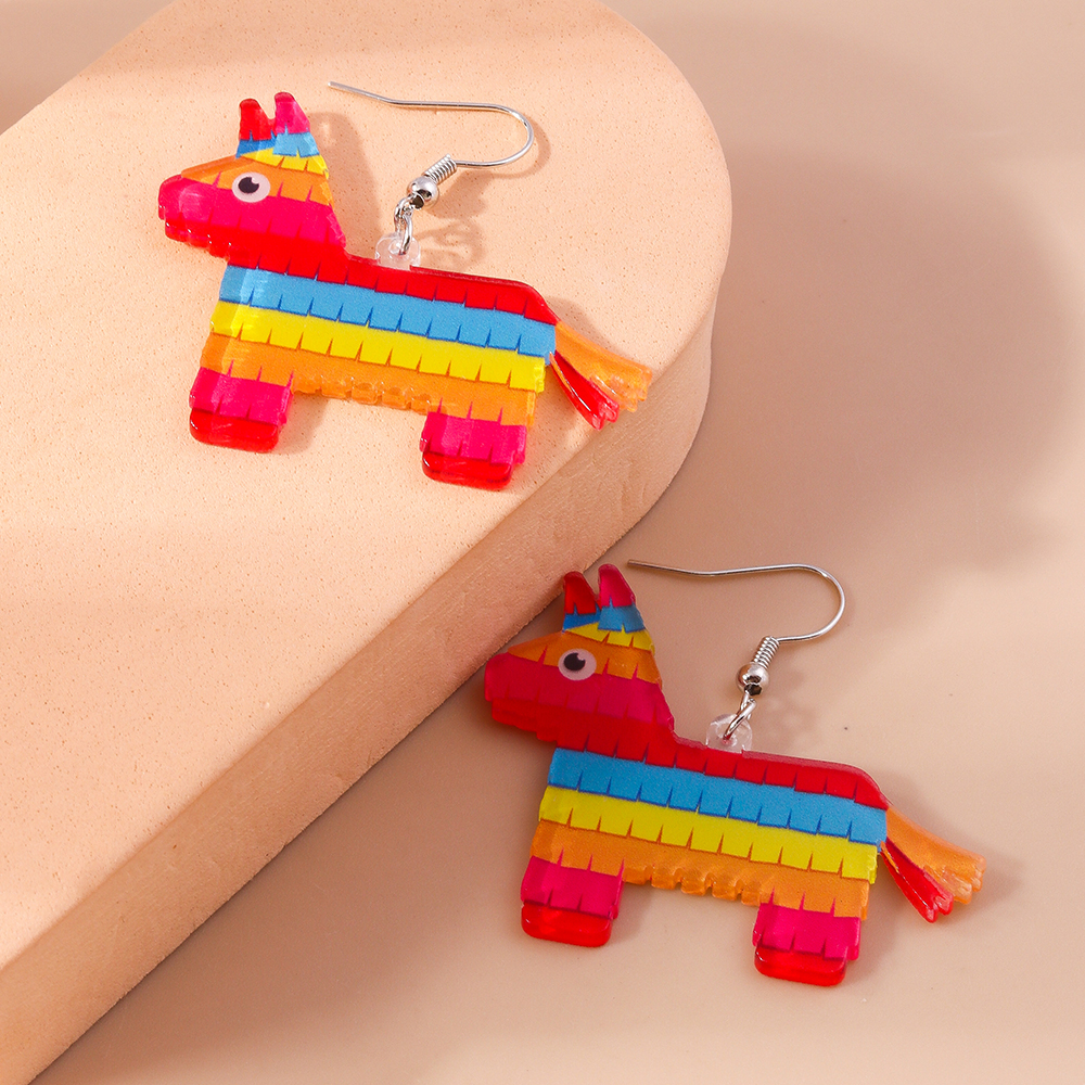 1 Pair Cute Modern Style Colorful Horse Zinc Alloy Drop Earrings display picture 3