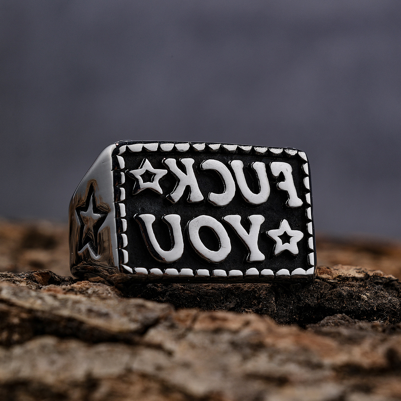 Punk Letter Star 304 Stainless Steel Men'S Wide Band Rings display picture 3