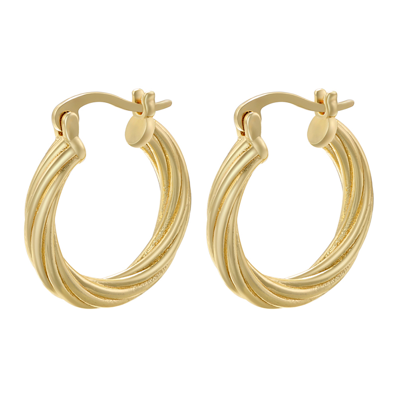 1 Pair Elegant Luxurious Simple Style Twist Plating Hollow Out Copper 18k Gold Plated Hoop Earrings display picture 4