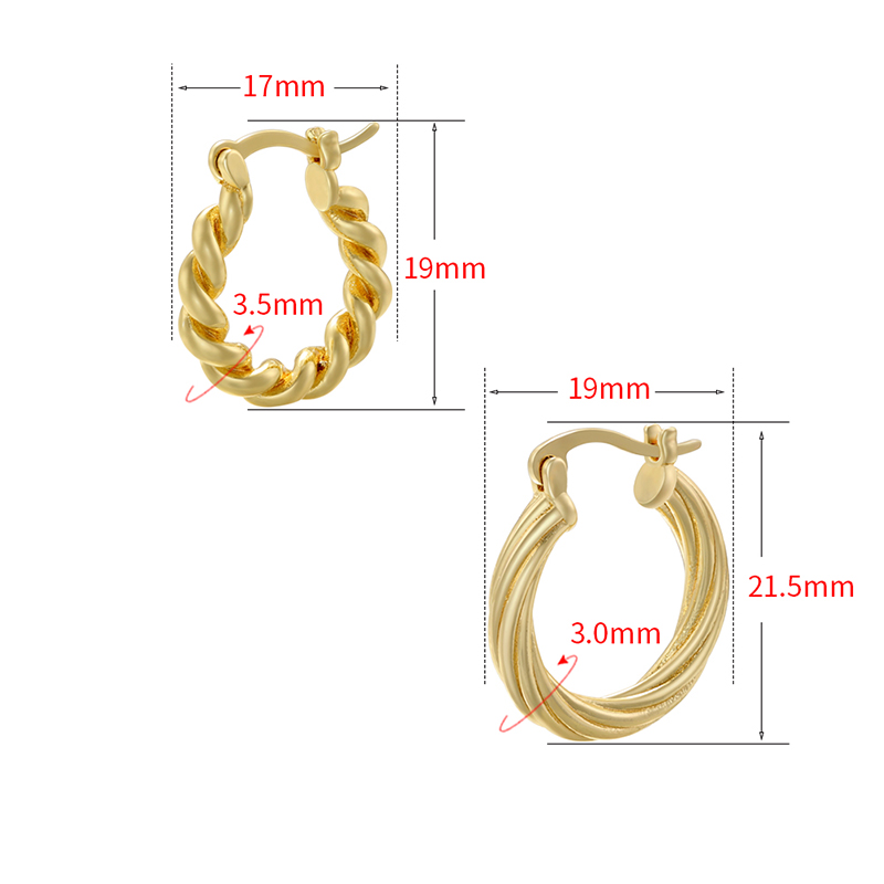 1 Pair Elegant Luxurious Simple Style Twist Plating Hollow Out Copper 18k Gold Plated Hoop Earrings display picture 6