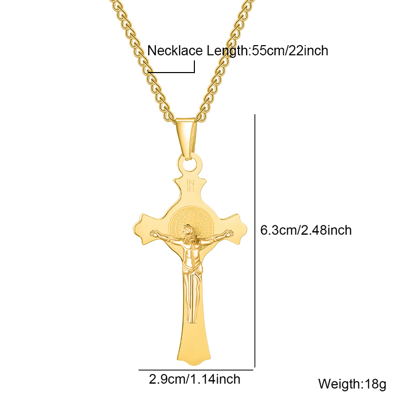 Hip-hop Retro Human Cross Stainless Steel Unisex Pendant Necklace display picture 3
