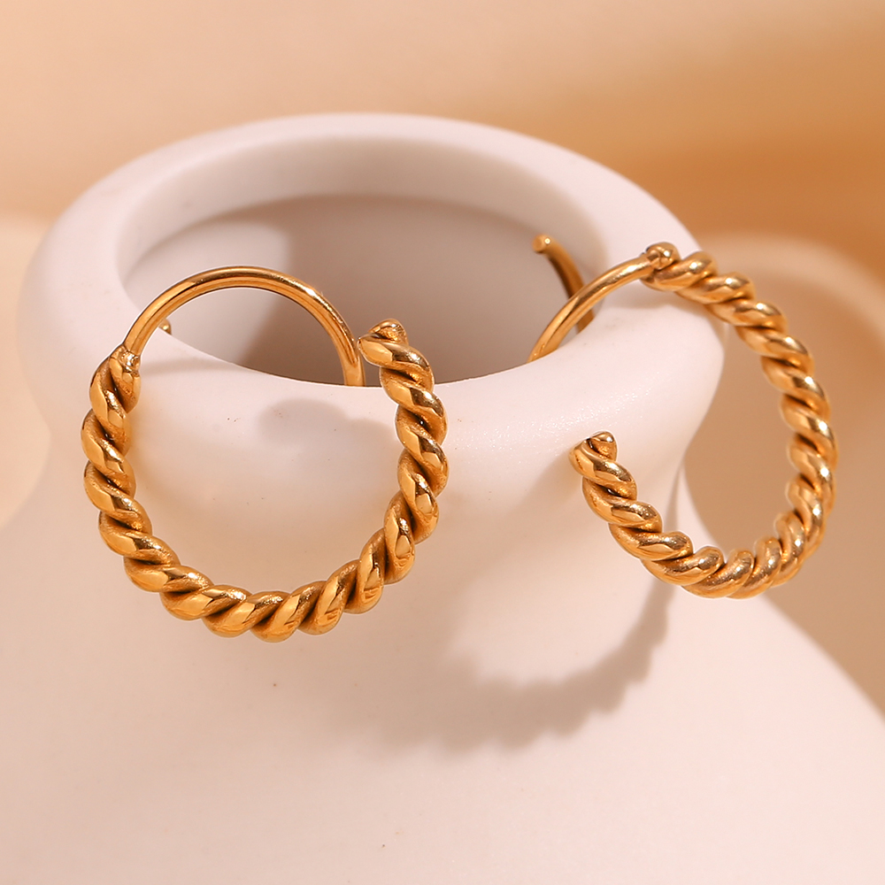1 Pair Basic Simple Style Classic Style Geometric Plating Stainless Steel 18k Gold Plated Earrings display picture 7