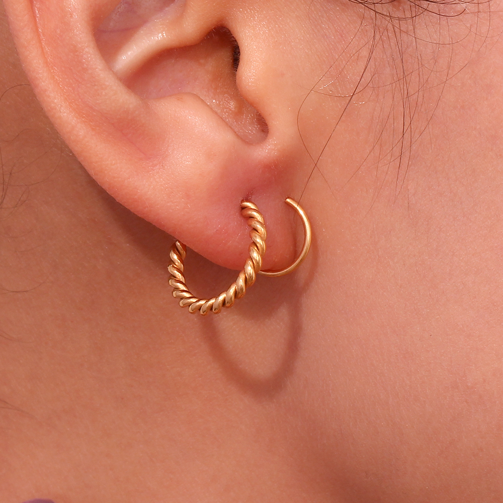1 Pair Basic Simple Style Classic Style Geometric Plating Stainless Steel 18k Gold Plated Earrings display picture 13