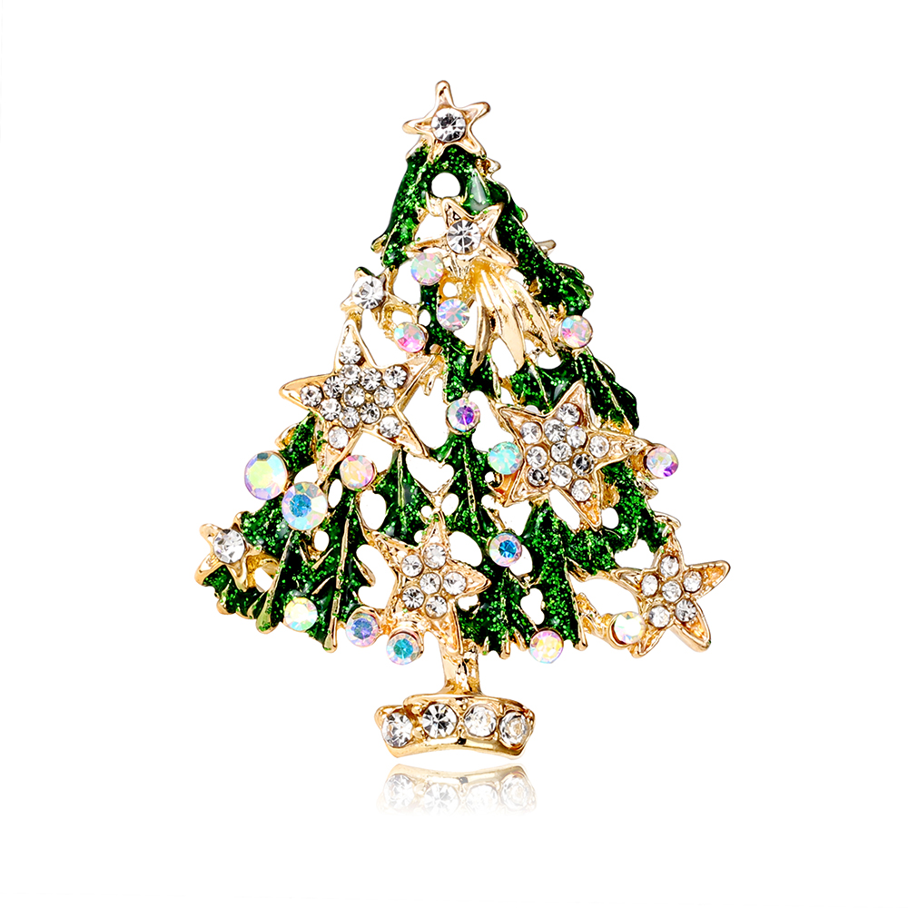 Novedad Árbol De Navidad Aleación Embutido Diamantes De Imitación Unisexo Broches display picture 2