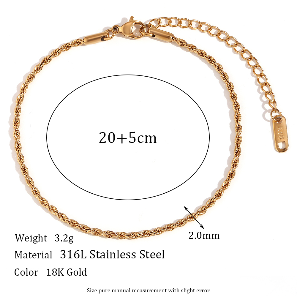 Classic Style Solid Color Stainless Steel Plating 18k Gold Plated Women's Anklet display picture 2