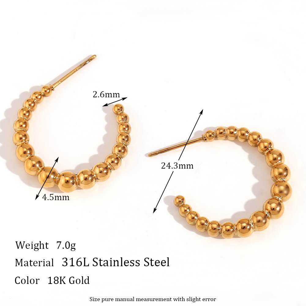 1 Pair Basic Vintage Style Classic Style C Shape Plating Stainless Steel 18k Gold Plated Earrings display picture 2