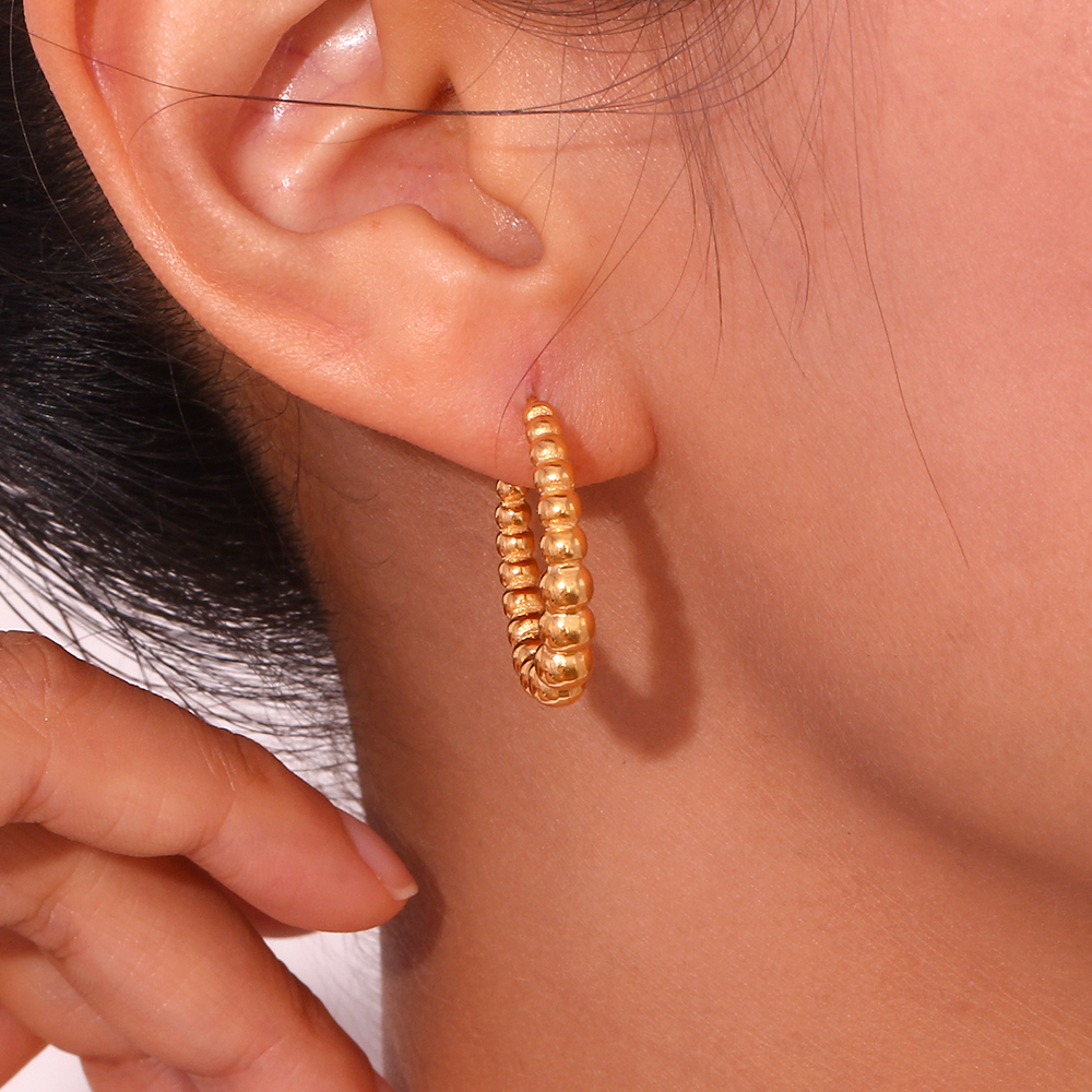 1 Pair Basic Vintage Style Classic Style C Shape Plating Stainless Steel 18k Gold Plated Earrings display picture 3