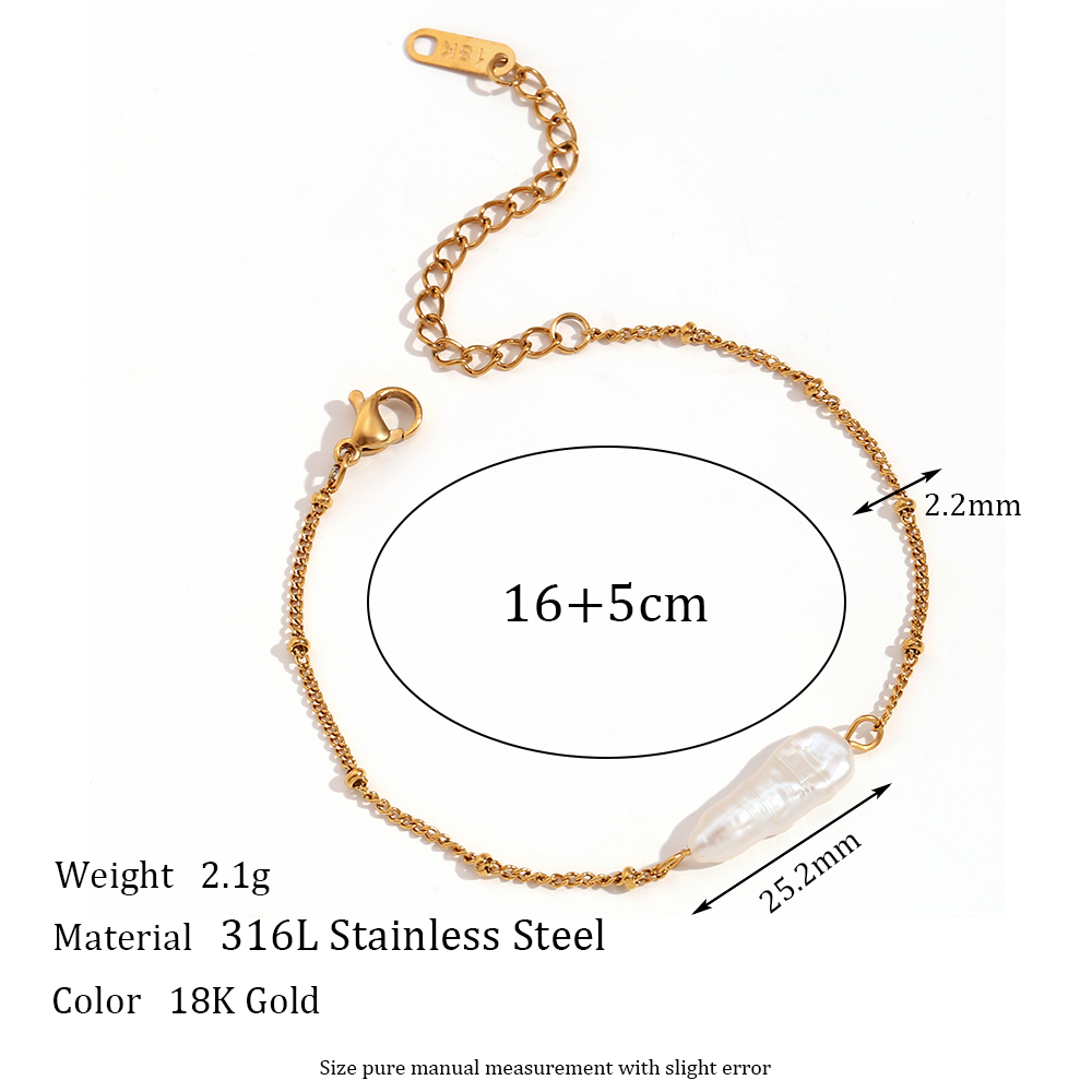 Vintage Style Geometric Stainless Steel Pearl Plating 18k Gold Plated Bracelets Necklace display picture 2