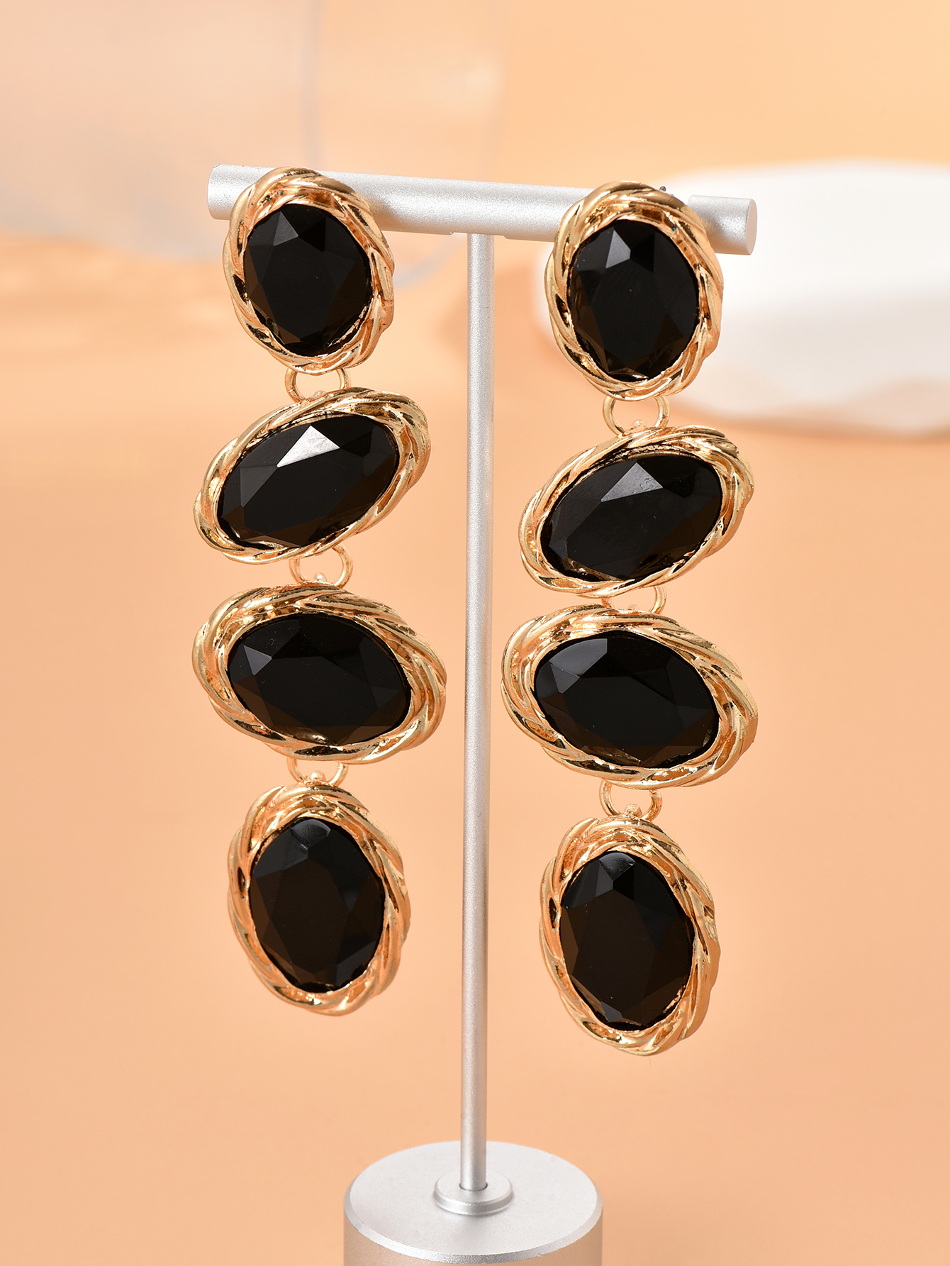 1 Pair Simple Style Round Inlay Alloy Plastic Rhinestones Drop Earrings display picture 1