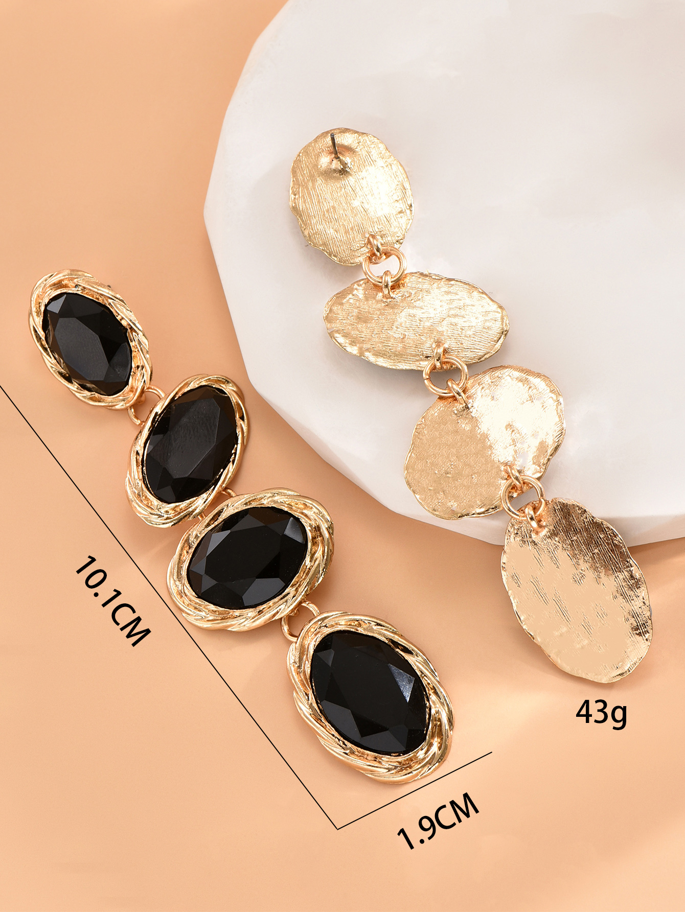 1 Pair Simple Style Round Inlay Alloy Plastic Rhinestones Drop Earrings display picture 4