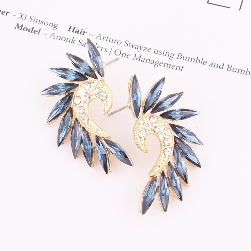 1 Pair Vintage Style Colorful Plating Inlay Alloy Rhinestones Zircon Gold Plated Ear Studs display picture 2