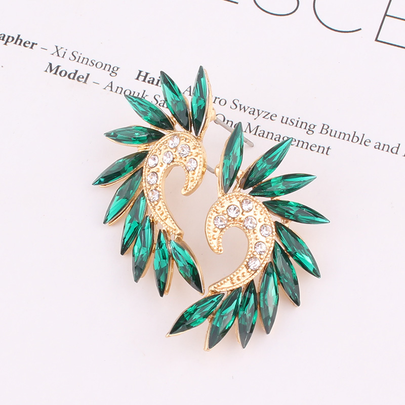 1 Pair Vintage Style Colorful Plating Inlay Alloy Rhinestones Zircon Gold Plated Ear Studs display picture 4