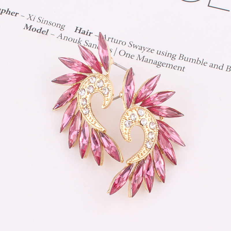 1 Pair Vintage Style Colorful Plating Inlay Alloy Rhinestones Zircon Gold Plated Ear Studs display picture 7