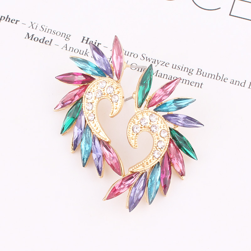 1 Pair Vintage Style Colorful Plating Inlay Alloy Rhinestones Zircon Gold Plated Ear Studs display picture 16
