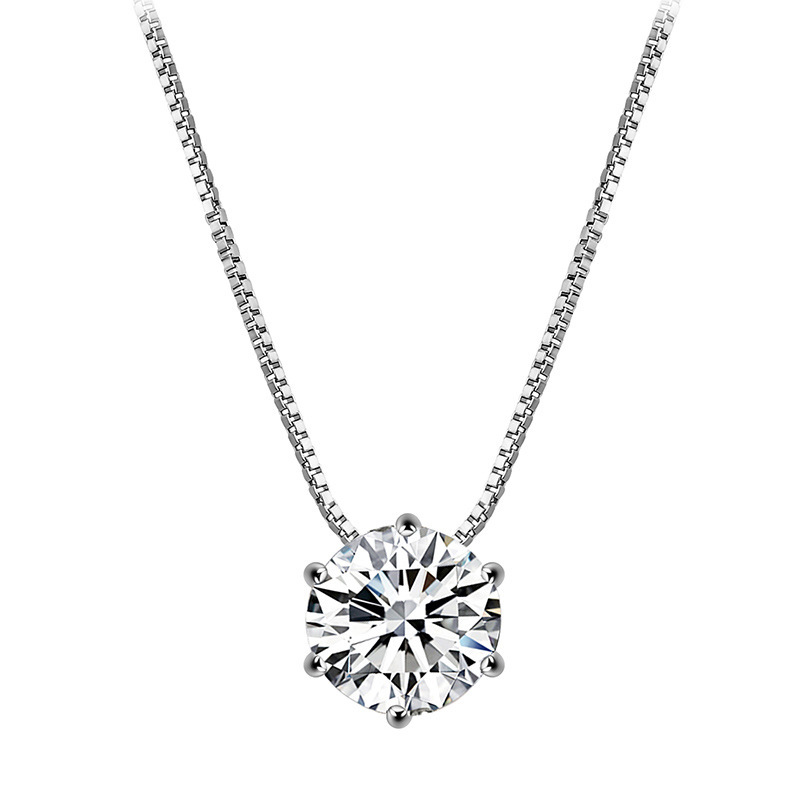 Elegant Round Copper White Gold Plated Zircon Solitaire Necklace In Bulk display picture 1