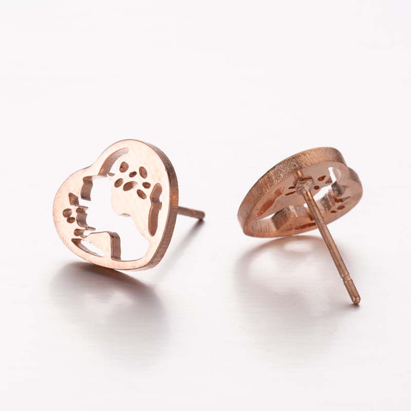 1 Pair Simple Style Heart Shape Irregular Polishing Plating Stainless Steel 18k Gold Plated Ear Studs display picture 1