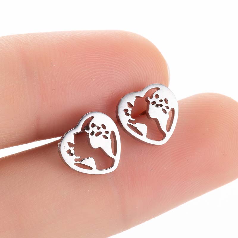 1 Pair Simple Style Heart Shape Irregular Polishing Plating Stainless Steel 18k Gold Plated Ear Studs display picture 3