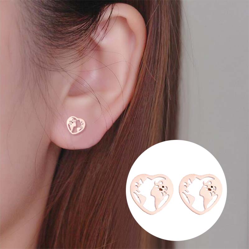 1 Pair Simple Style Heart Shape Irregular Polishing Plating Stainless Steel 18k Gold Plated Ear Studs display picture 5