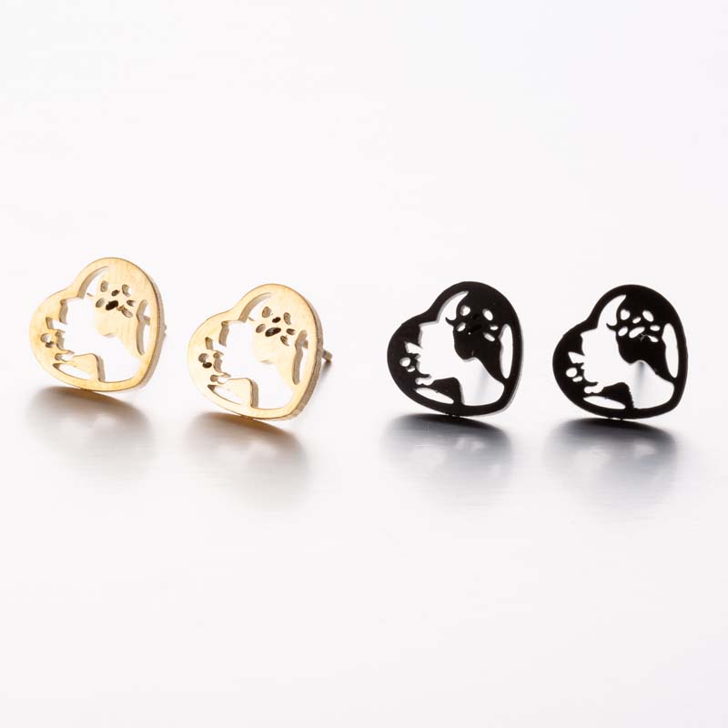 1 Pair Simple Style Heart Shape Irregular Polishing Plating Stainless Steel 18k Gold Plated Ear Studs display picture 2