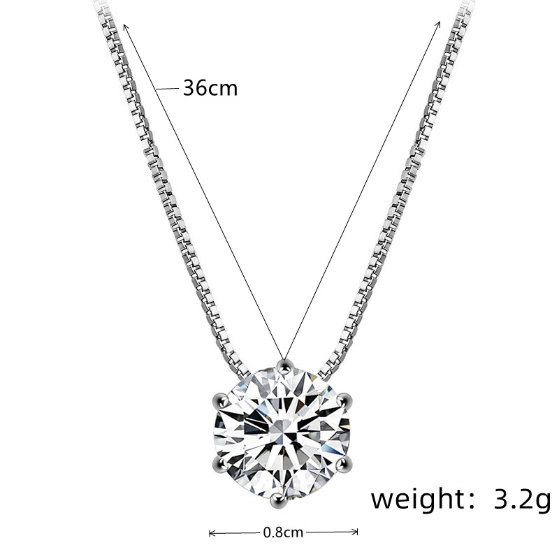 Elegant Round Copper White Gold Plated Zircon Solitaire Necklace In Bulk display picture 5