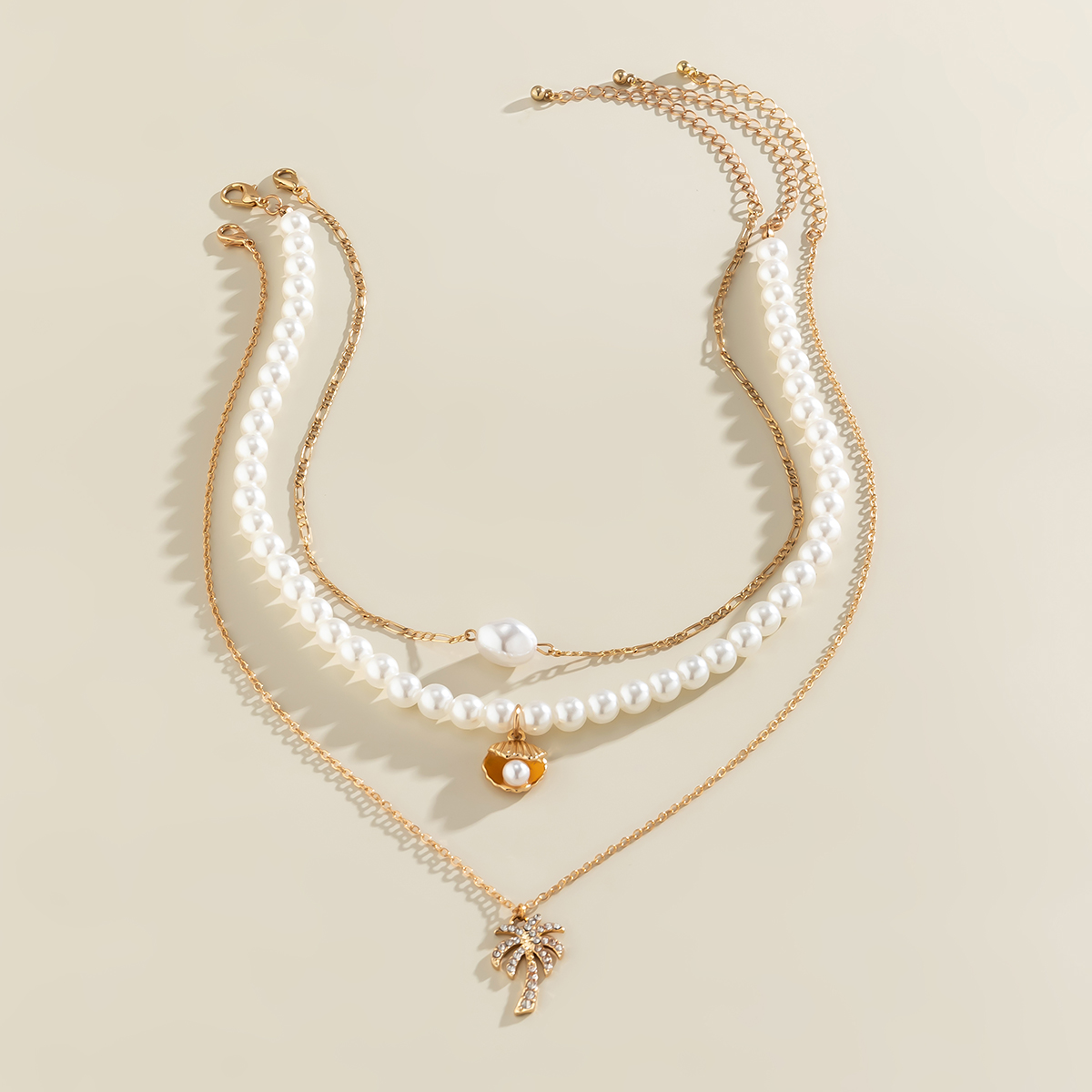 Style Simple Cocotier Coquille Perle D'imitation Alliage Incruster Strass Femmes Collier display picture 4