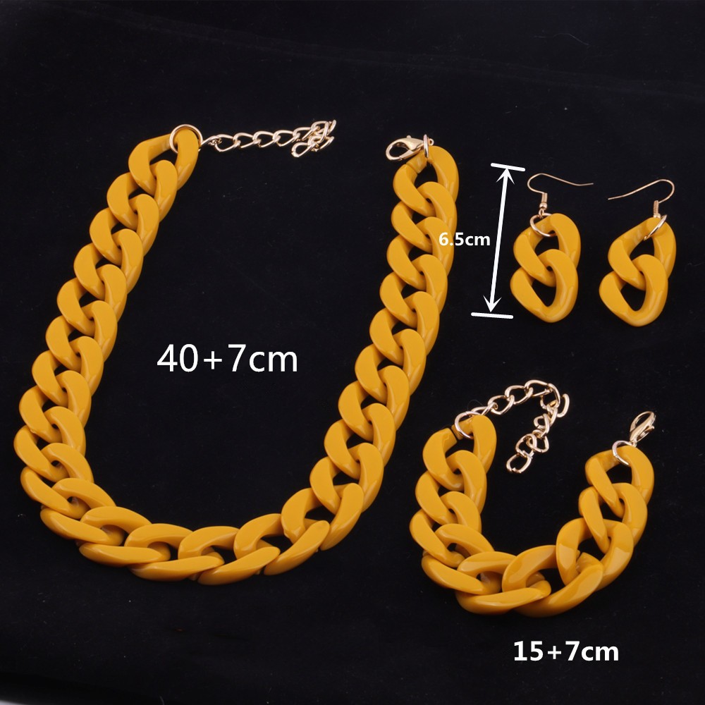 Wholesale Jewelry Simple Style Solid Color Arylic Bracelets Earrings Necklace display picture 1