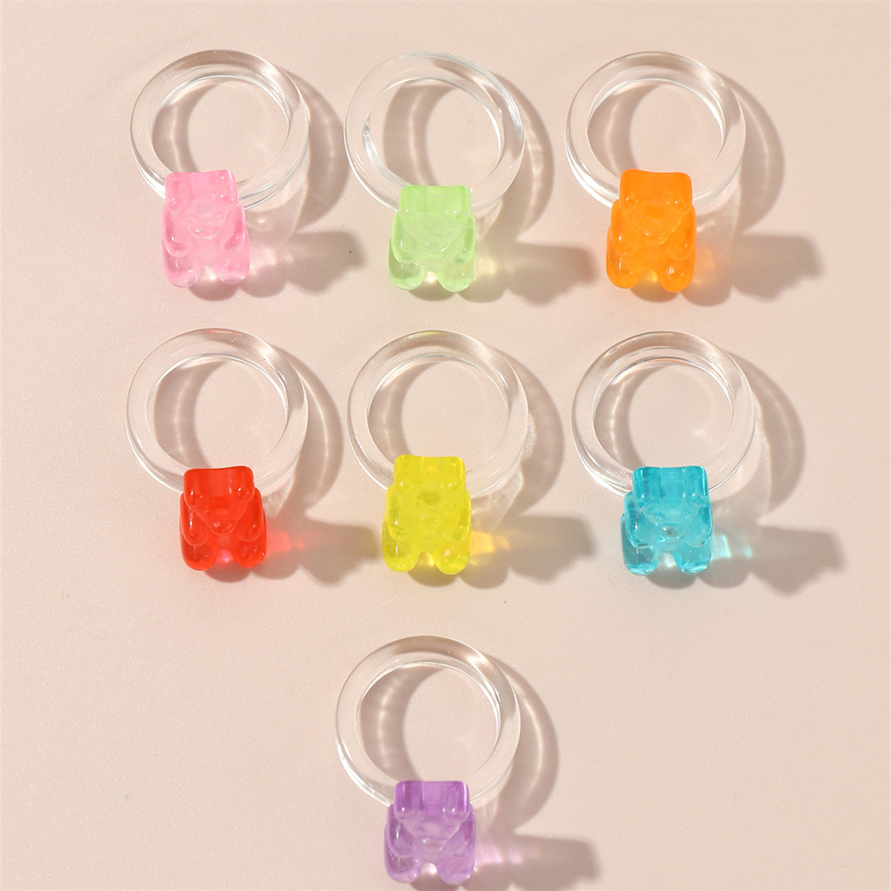Cute Sweet Animal Plastic Resin Wholesale Rings display picture 3