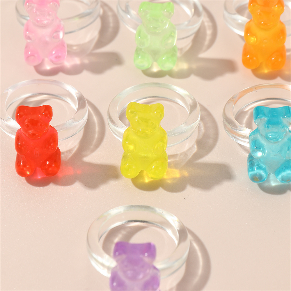 Cute Sweet Animal Plastic Resin Wholesale Rings display picture 4